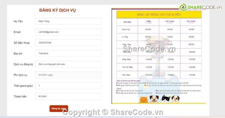 Code web,Web bán hàng,thú cưng,web php